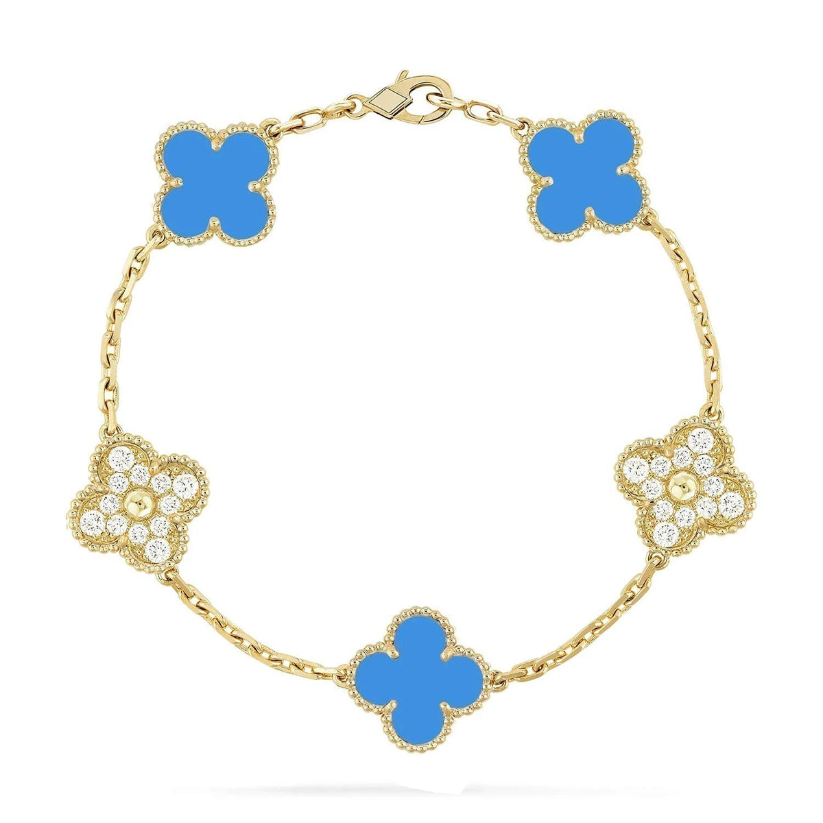 [Lumi Jewels] CLOVER 5 MOTIF BLUE AGATE BRACELET COLLECTION