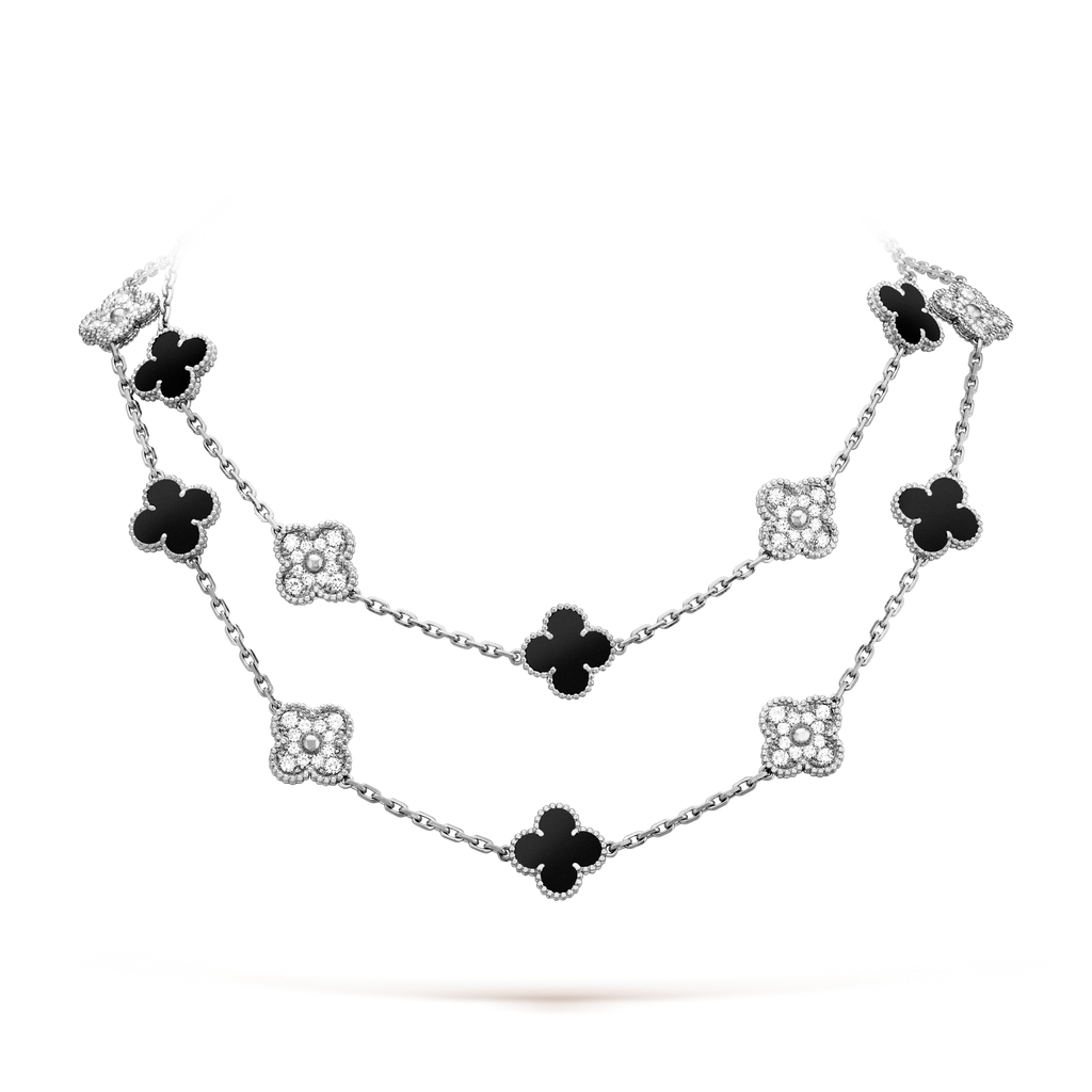 [Lumi Jewels]CLOVER 20 MOTIFS ONYX DIAMOND SILVER