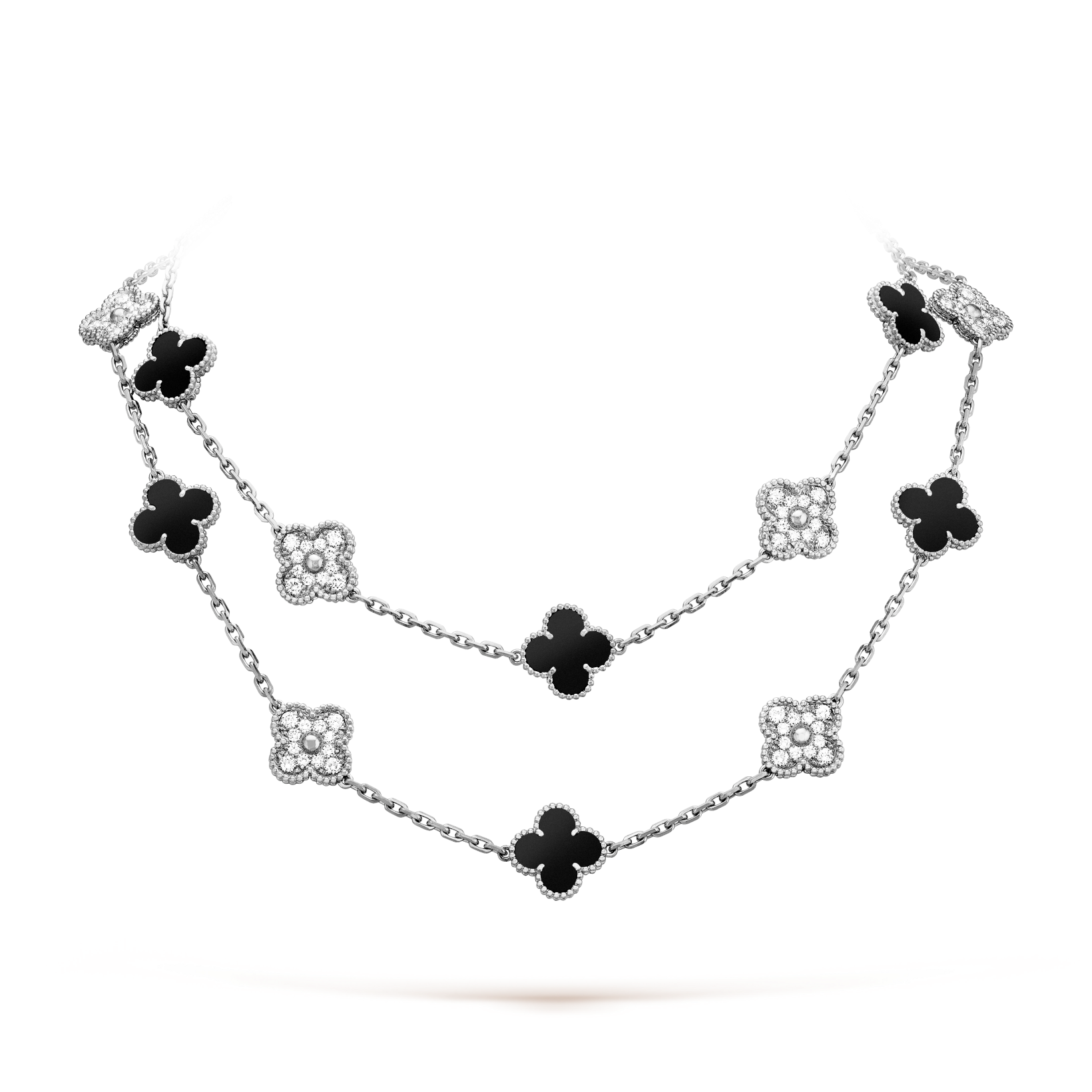 [Lumi Jewels]CLOVER 20 MOTIFS ONYX DIAMOND SILVER