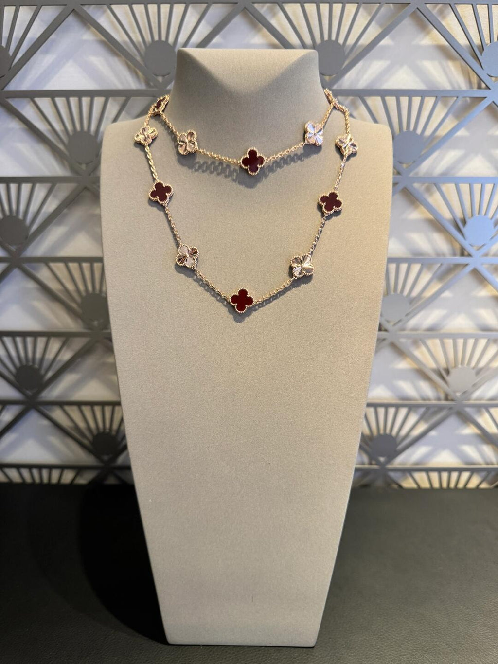 [Lumi Jewels]CLOVER 20 MOTIFS LASER CARNELIAN NECKLACE