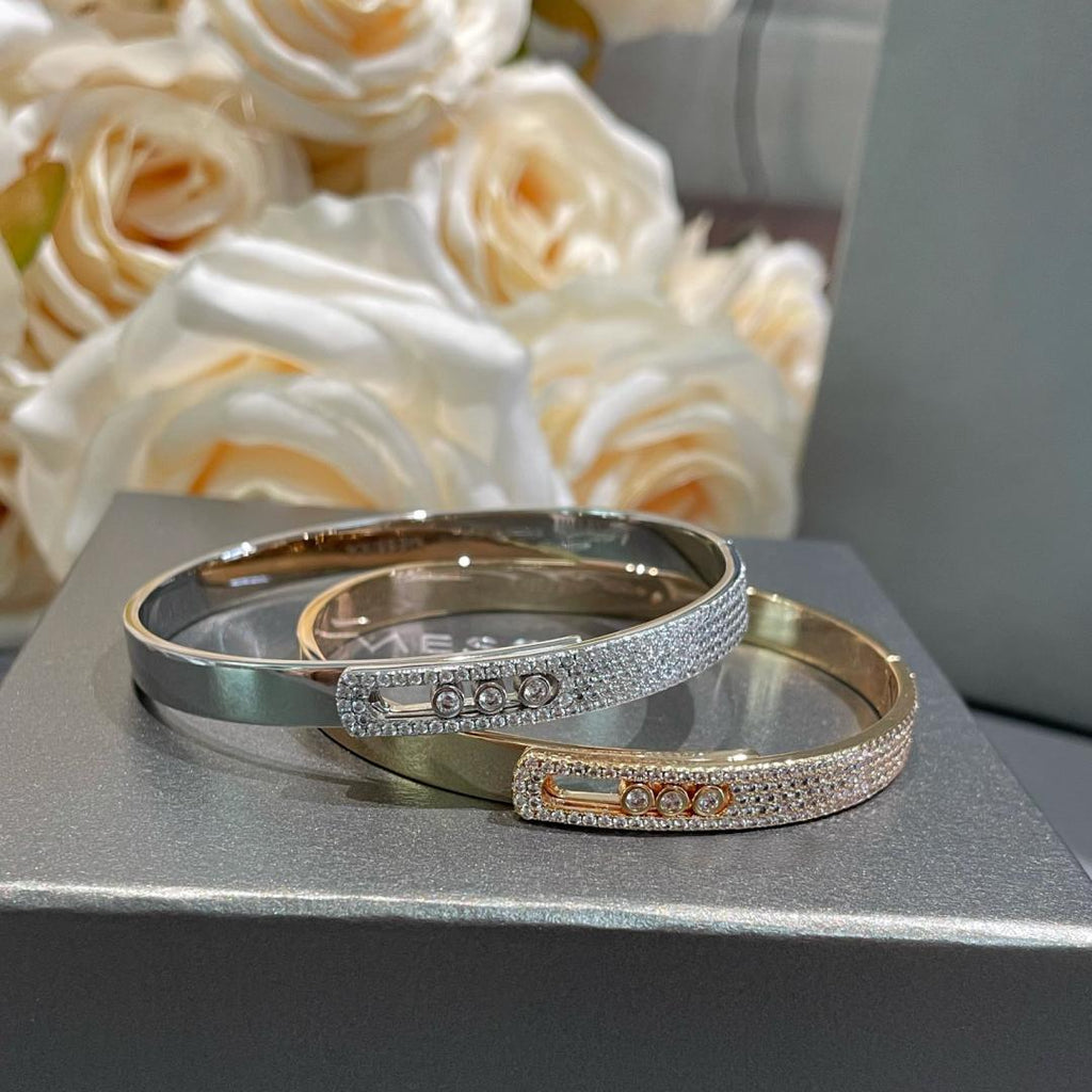 [Lumi Jewels]Move Noa Rose Gold Pav¨¦ Diamond Bangle Bracelet