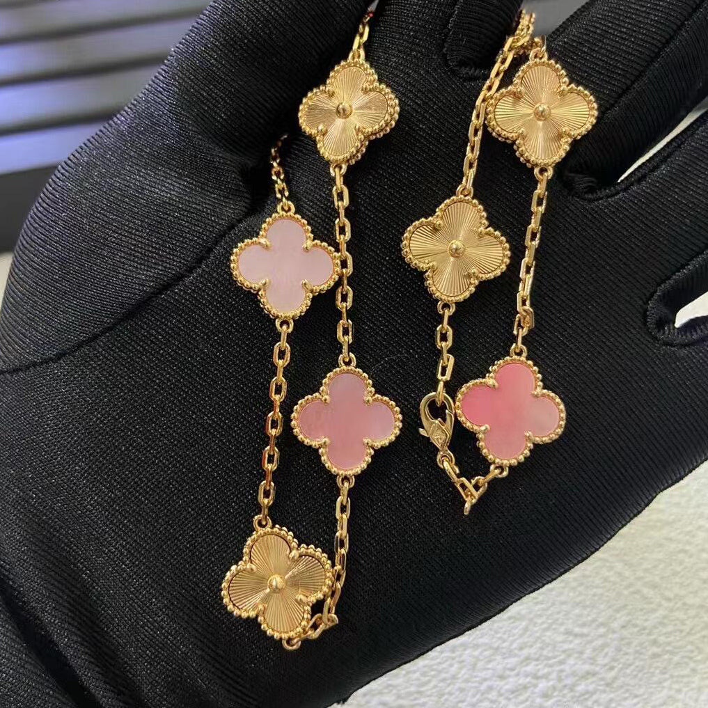 [Lumi Jewels]CLOVER 10 MOTIFS  LASER PINK MOP NECKLACE