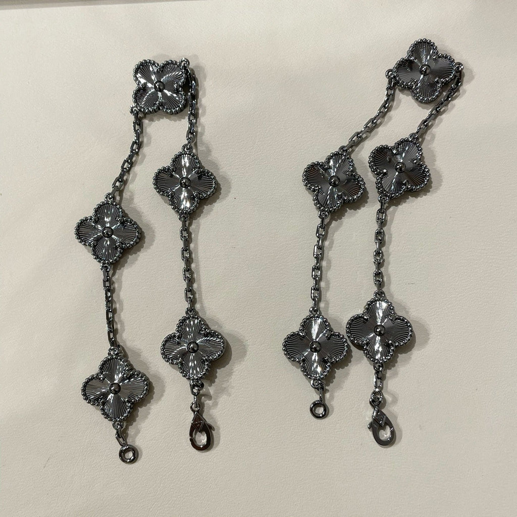 [Lumi Jewels]CLOVER 5 MOTIF BLACK BRACELET