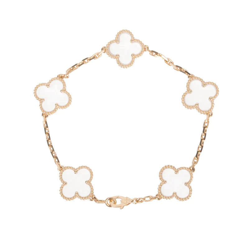 [Lumi Jewels]CLOVER 5 MOTIF ROCK CRYSTAL BRACELET