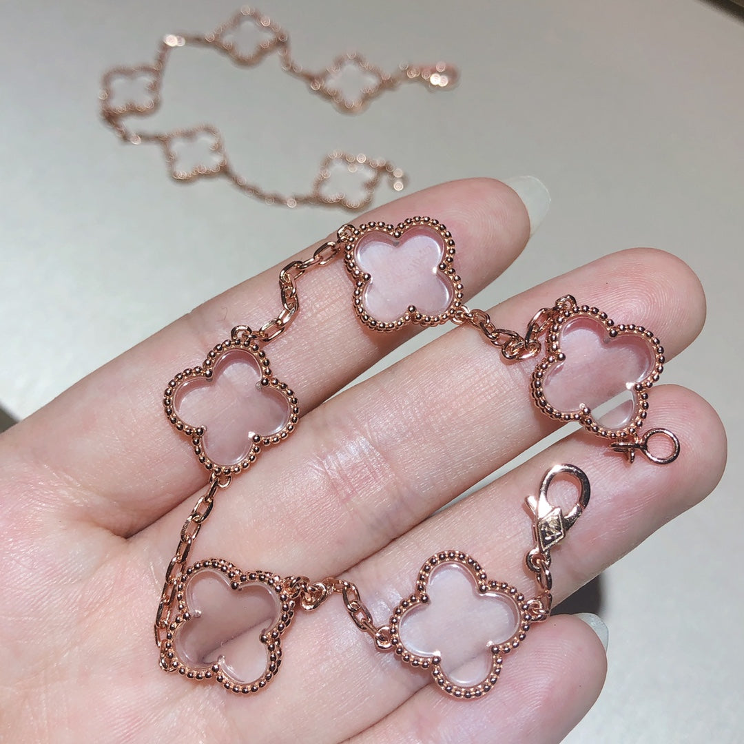 [Lumi Jewels]CLOVER 5 MOTIF ROCK CRYSTAL BRACELET