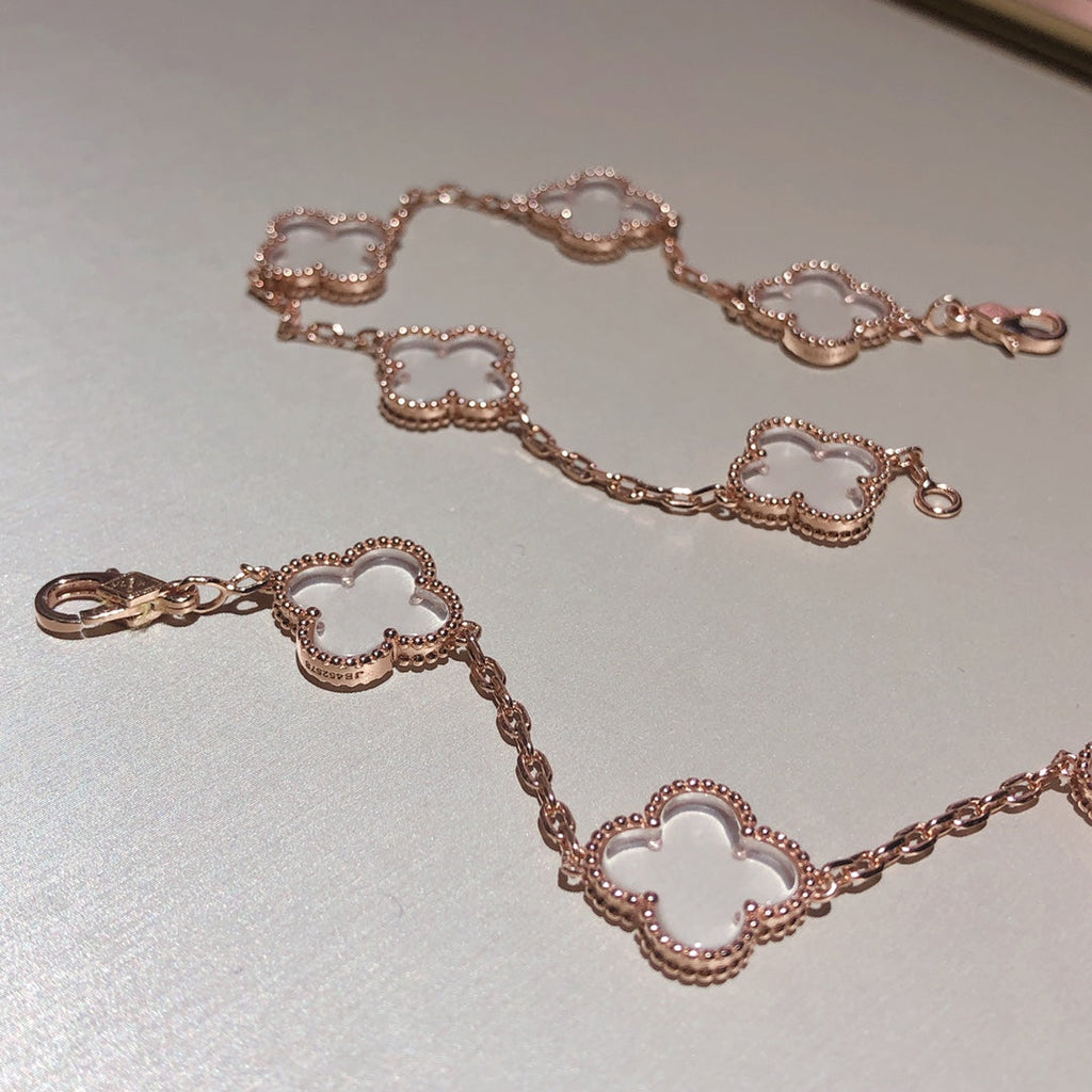 [Lumi Jewels]CLOVER 5 MOTIF ROCK CRYSTAL BRACELET