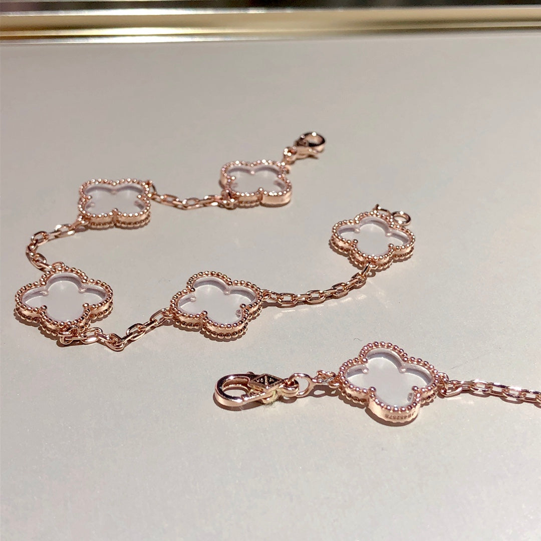 [Lumi Jewels]CLOVER 5 MOTIF ROCK CRYSTAL BRACELET