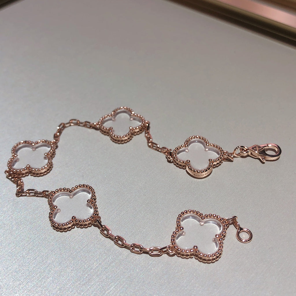 [Lumi Jewels]CLOVER 5 MOTIF ROCK CRYSTAL BRACELET