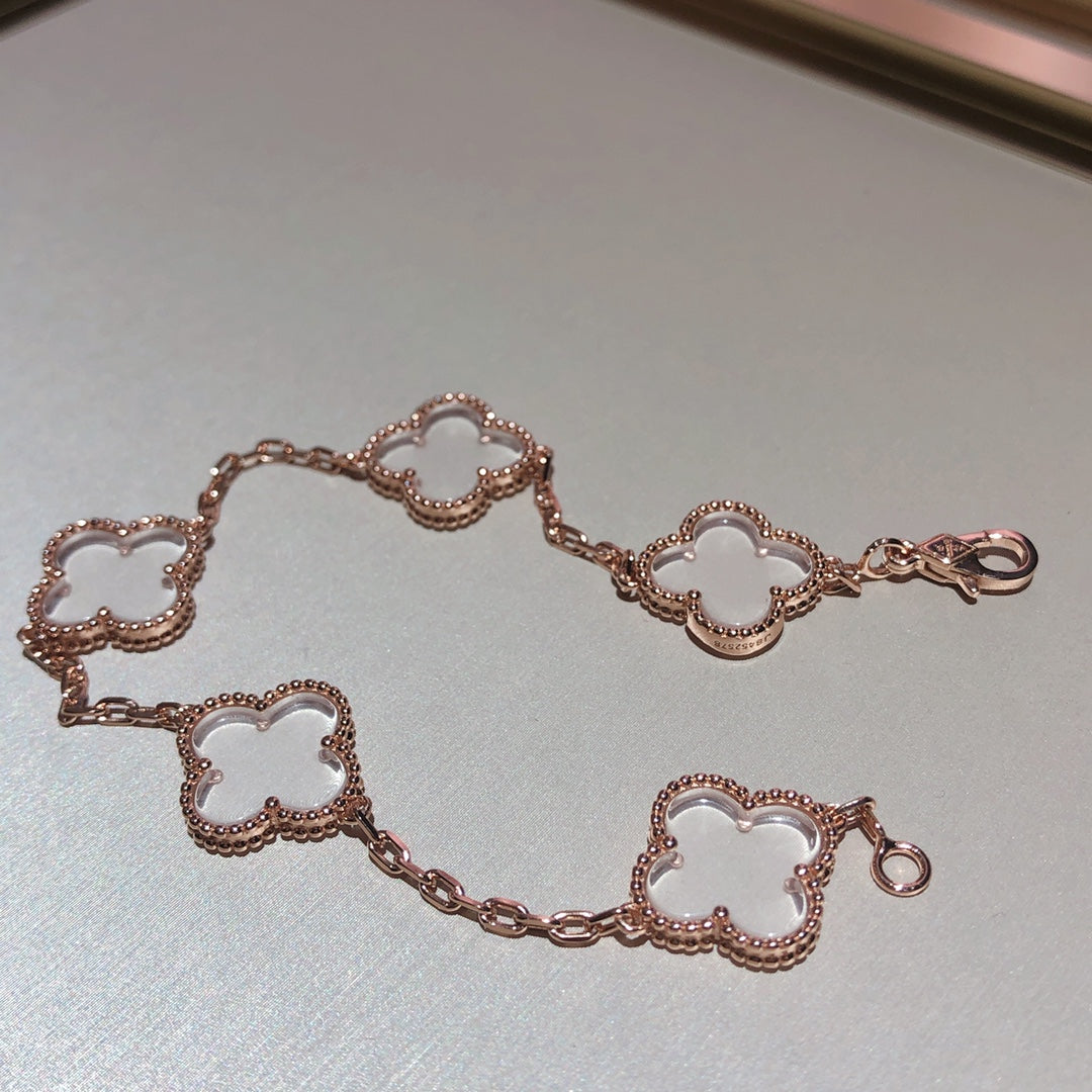 [Lumi Jewels]CLOVER 5 MOTIF ROCK CRYSTAL BRACELET