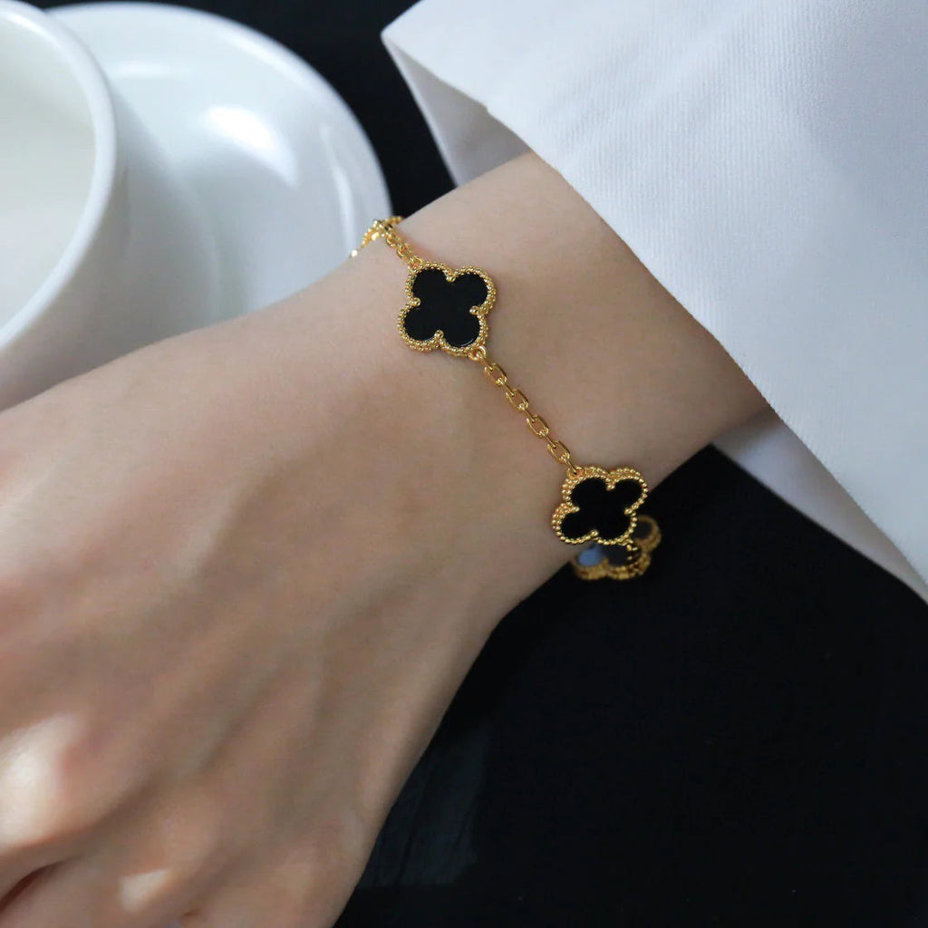 [Lumi Jewels] CLOVER 5 MOTIF ONYXS BRACELET COLLECTION