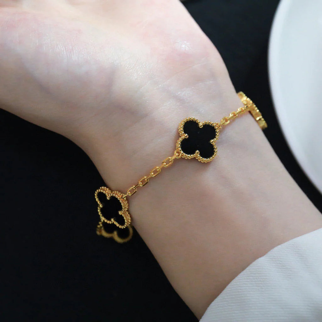 [Lumi Jewels] CLOVER 5 MOTIF ONYXS BRACELET COLLECTION