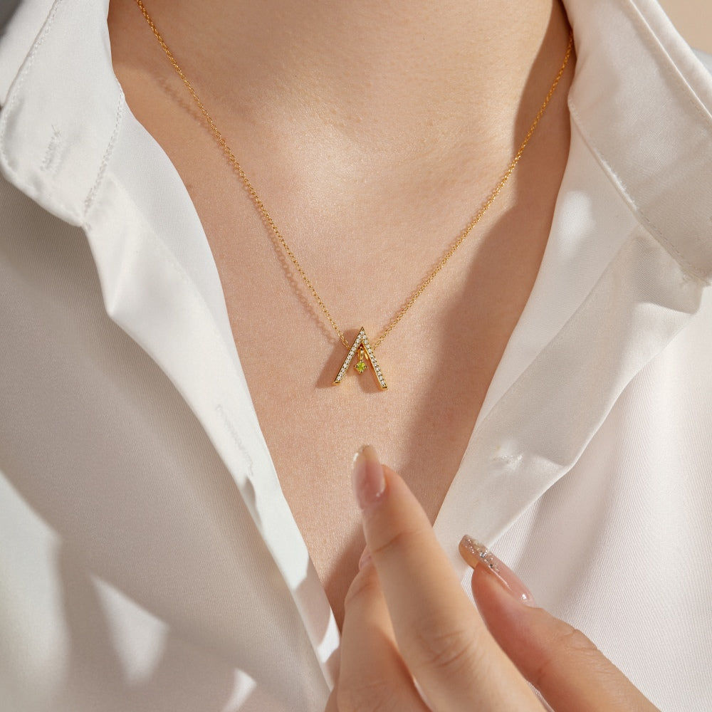 [Lumi Jewels]Sparkling "A" Shape Necklace