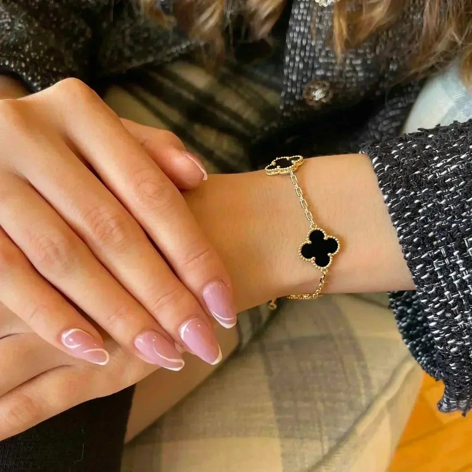 [Lumi Jewels] CLOVER 5 MOTIF ONYXS BRACELET COLLECTION