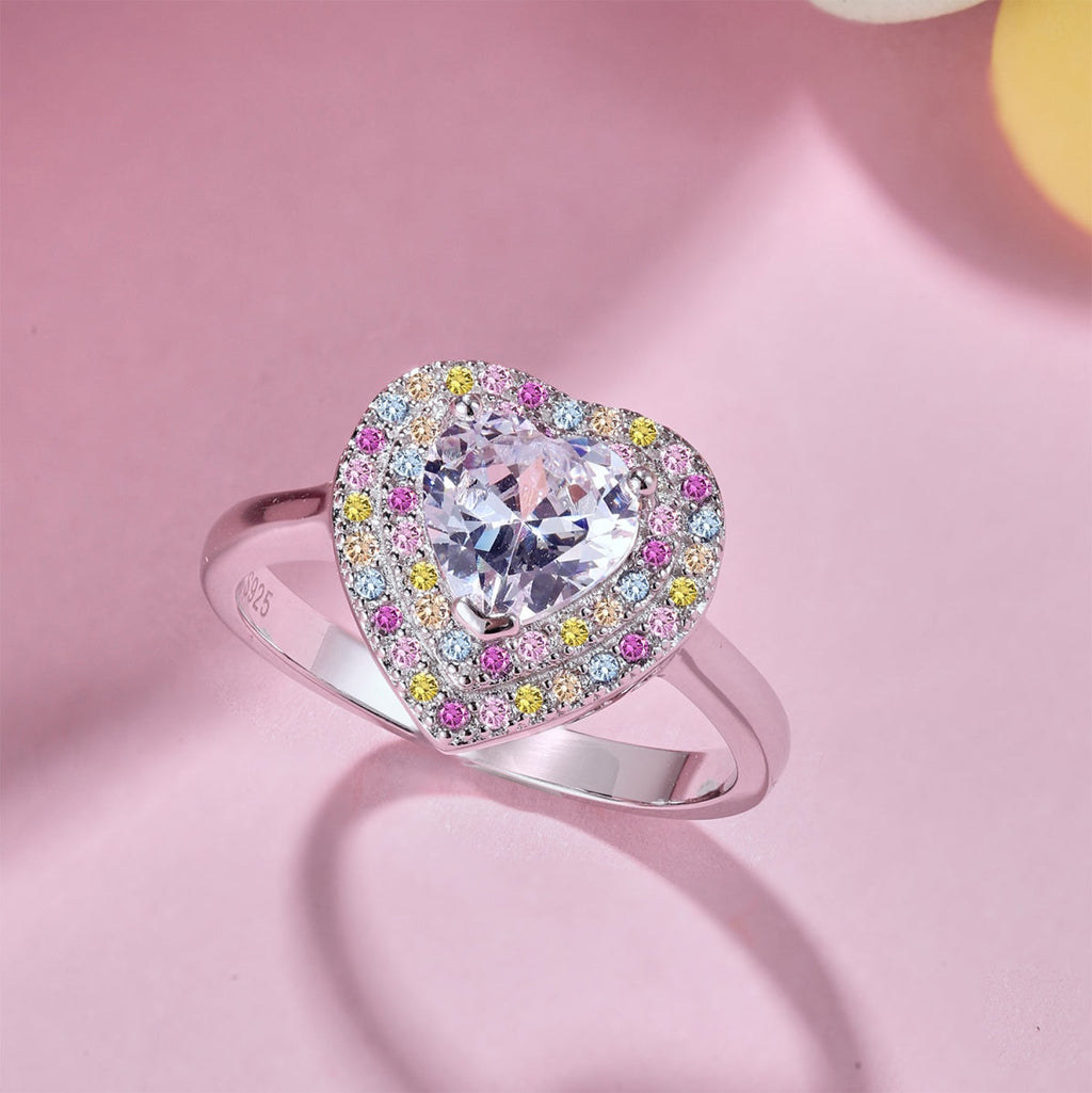 [Lumi Jewels]Delicate Ebullient Heart Shape Wedding Ring