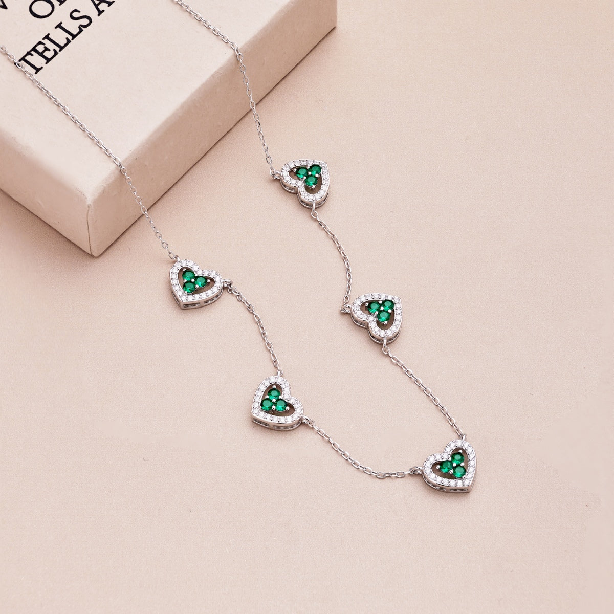 [Lumi Jewels]Sparkling Five Heart Necklace