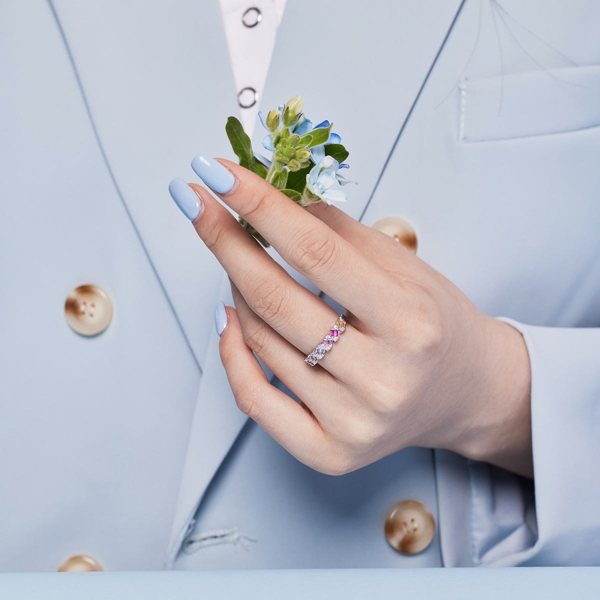 [Lumi Jewels]Delicate Vibrant Emerald Cut Daily Ring
