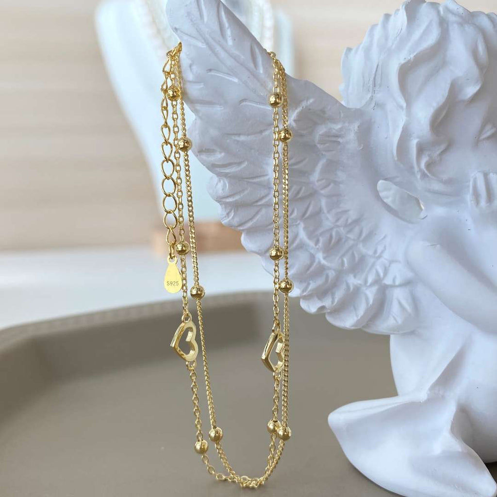 [Lumi Jewels]Dainty Double Layer Love Heart Bracelet