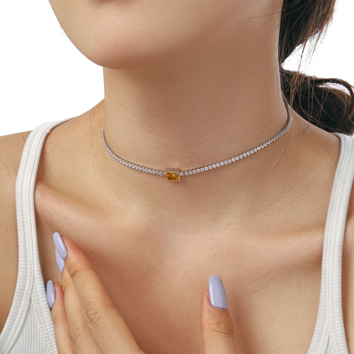 [Lumi Jewels]2.0 carat Ornate Emerald Cut Necklace