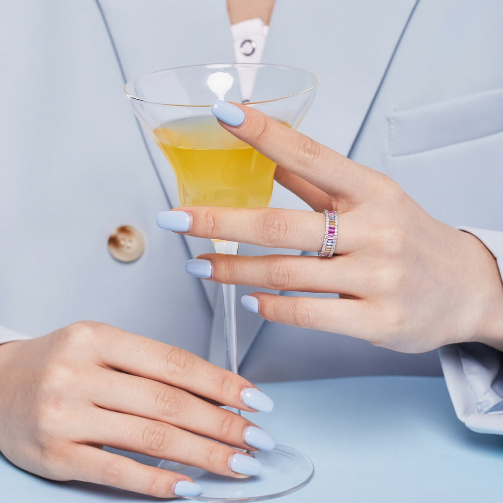 [Lumi Jewels]Dainty Kaleidoscopic Emerald Cut Daily Ring