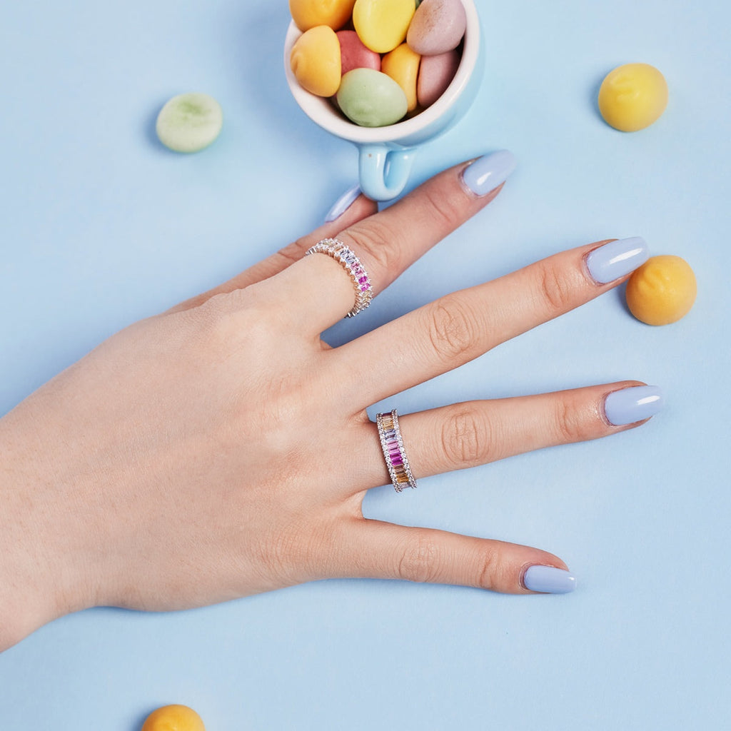 [Lumi Jewels]Dainty Kaleidoscopic Emerald Cut Daily Ring