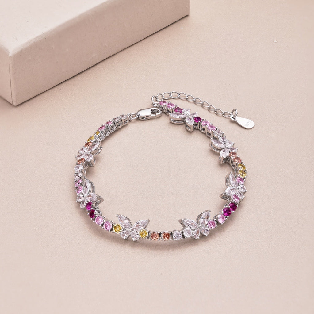 [Lumi Jewels]Ornate Colorful Butterfly Shape Round Cut Daily Bracelet
