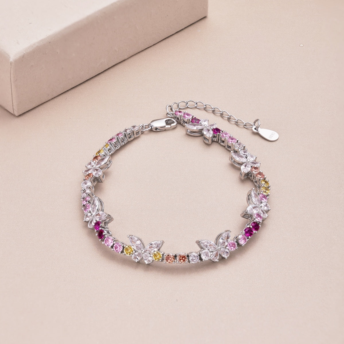 [Lumi Jewels]Ornate Colorful Butterfly Shape Round Cut Daily Bracelet