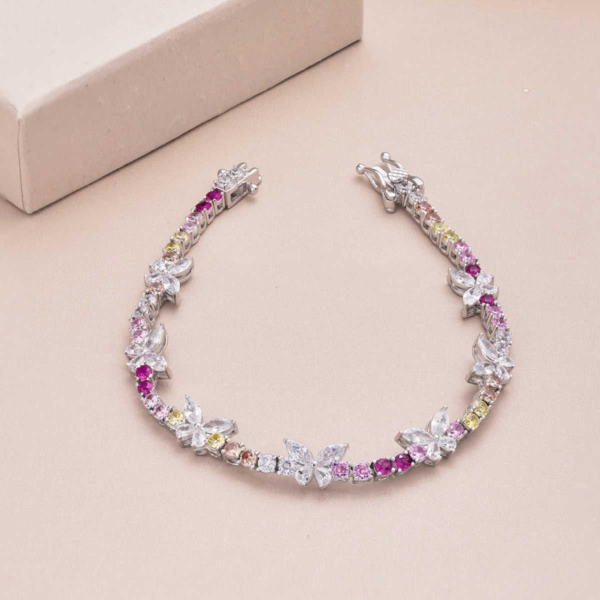 [Lumi Jewels]Ornate Colorful Butterfly Shape Round Cut Daily Bracelet