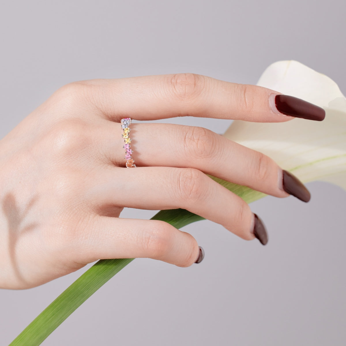 [Lumi Jewels]Mixed Colorful Square Staggered Rings
