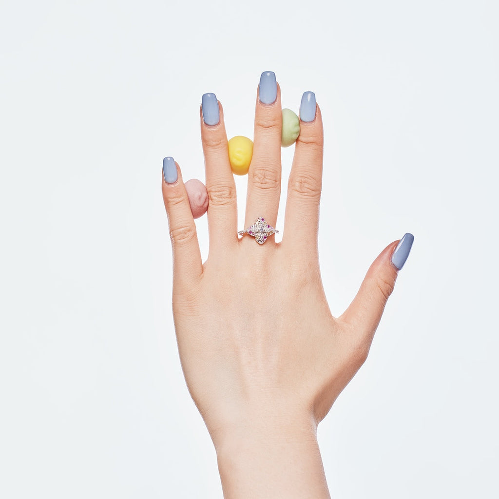 [Lumi Jewels]Luxurious Colorful Flower Shape Banquet Ring