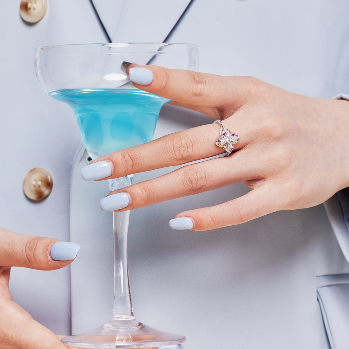 [Lumi Jewels]Luxurious Colorful Flower Shape Banquet Ring
