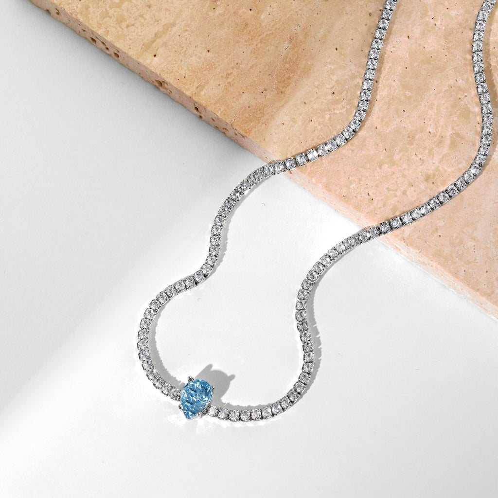 [Lumi Jewels]1.0 carat Unique Pear Cut Tennis Necklace