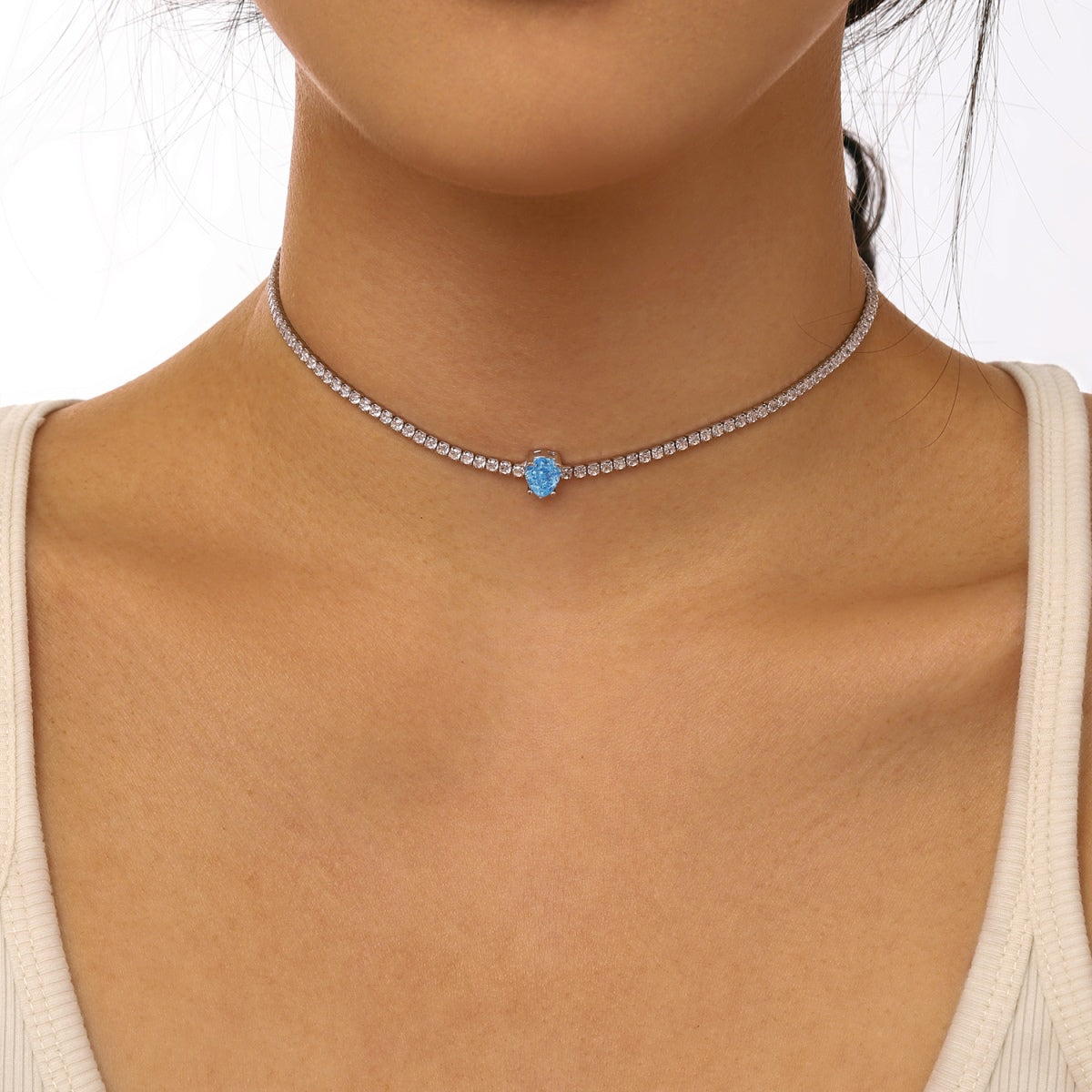 [Lumi Jewels]1.0 carat Unique Pear Cut Tennis Necklace