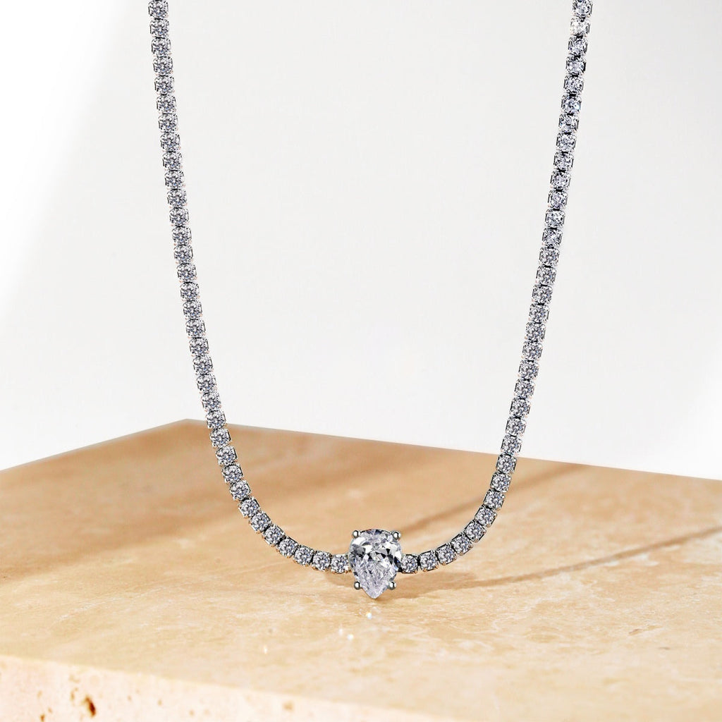 [Lumi Jewels]1.0 carat Unique Pear Cut Tennis Necklace