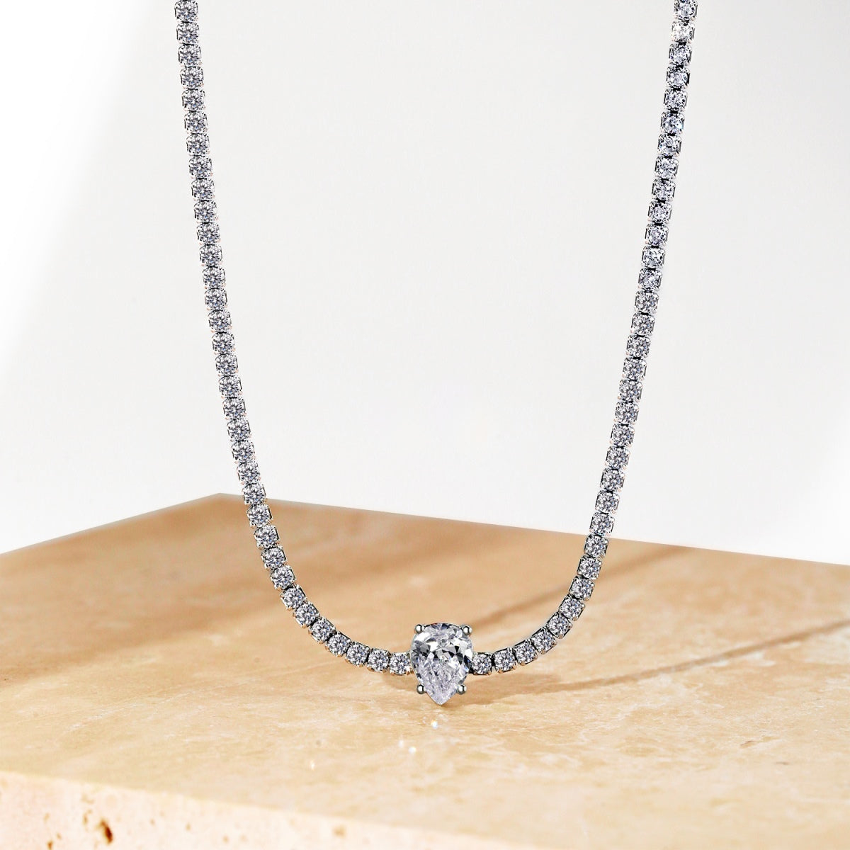 [Lumi Jewels]1.0 carat Unique Pear Cut Tennis Necklace