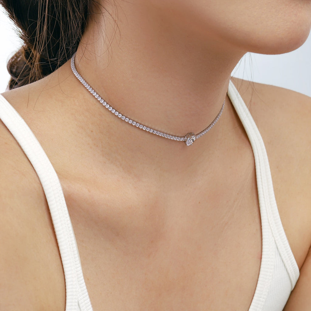 [Lumi Jewels]1.0 carat Unique Pear Cut Tennis Necklace