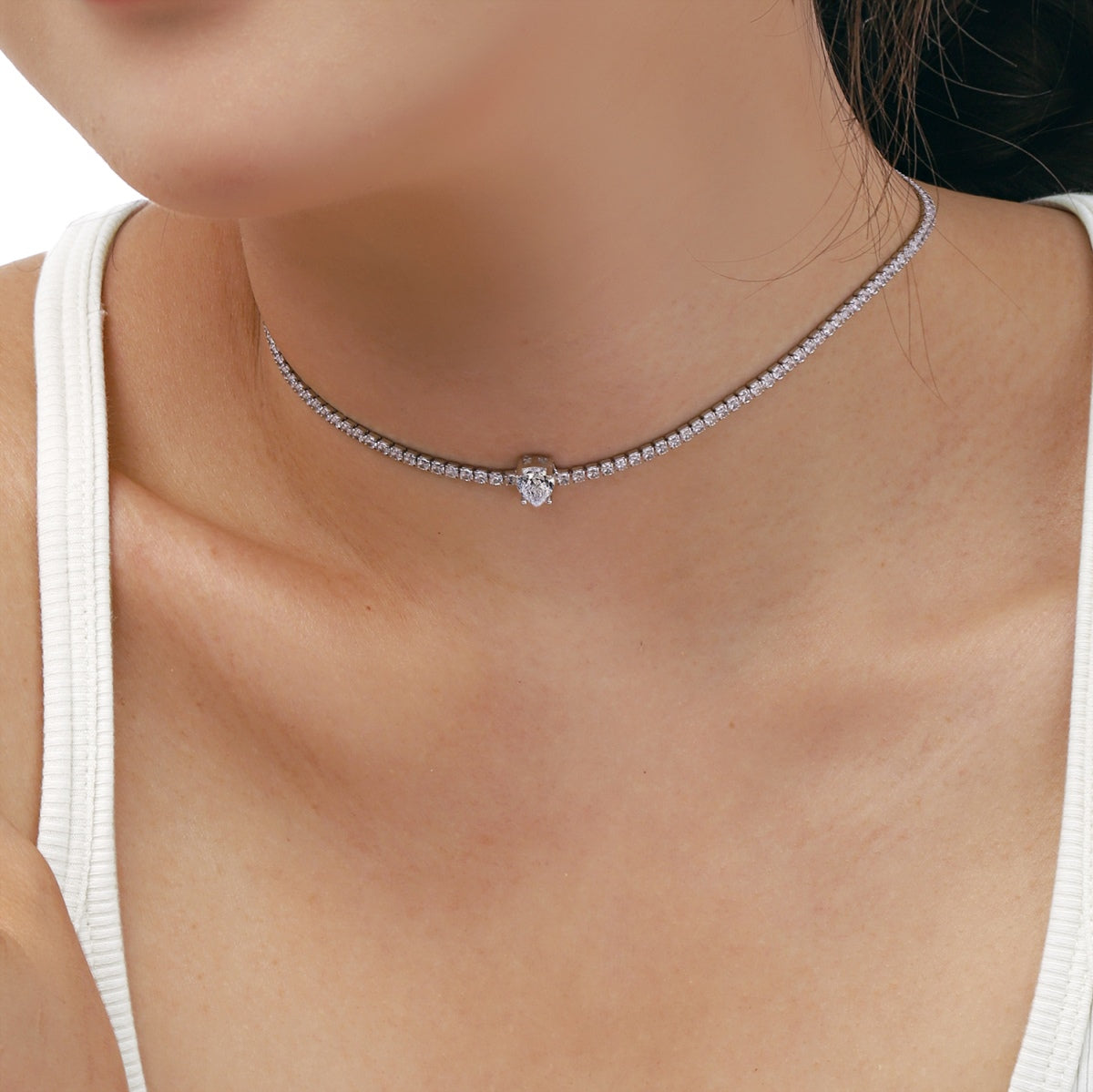 [Lumi Jewels]1.0 carat Unique Pear Cut Tennis Necklace