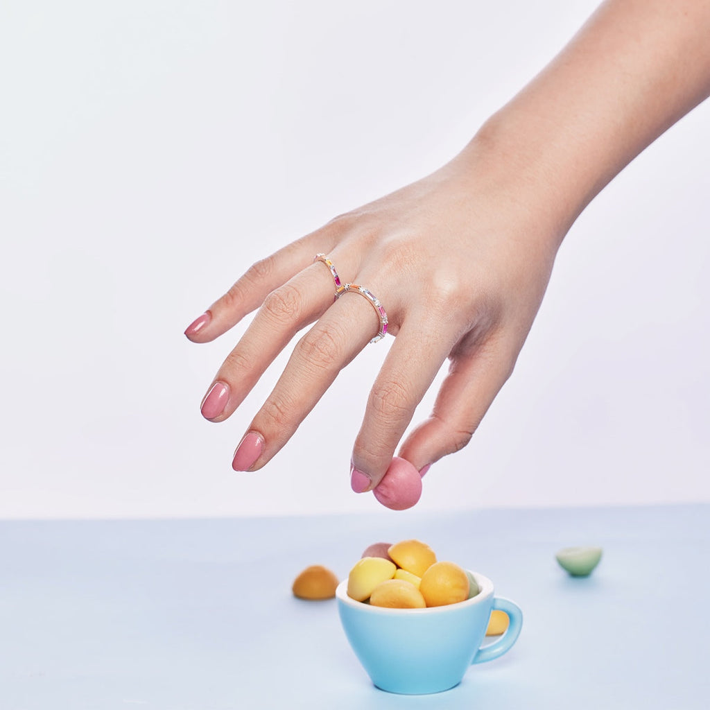 [Lumi Jewels]Exquisite Multicolored Emerald Cut Daily Ring