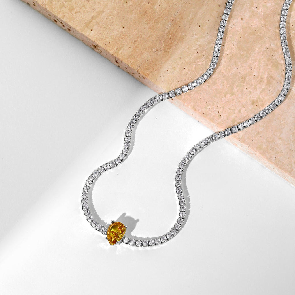 [Lumi Jewels]1.0 carat Unique Pear Cut Tennis Necklace