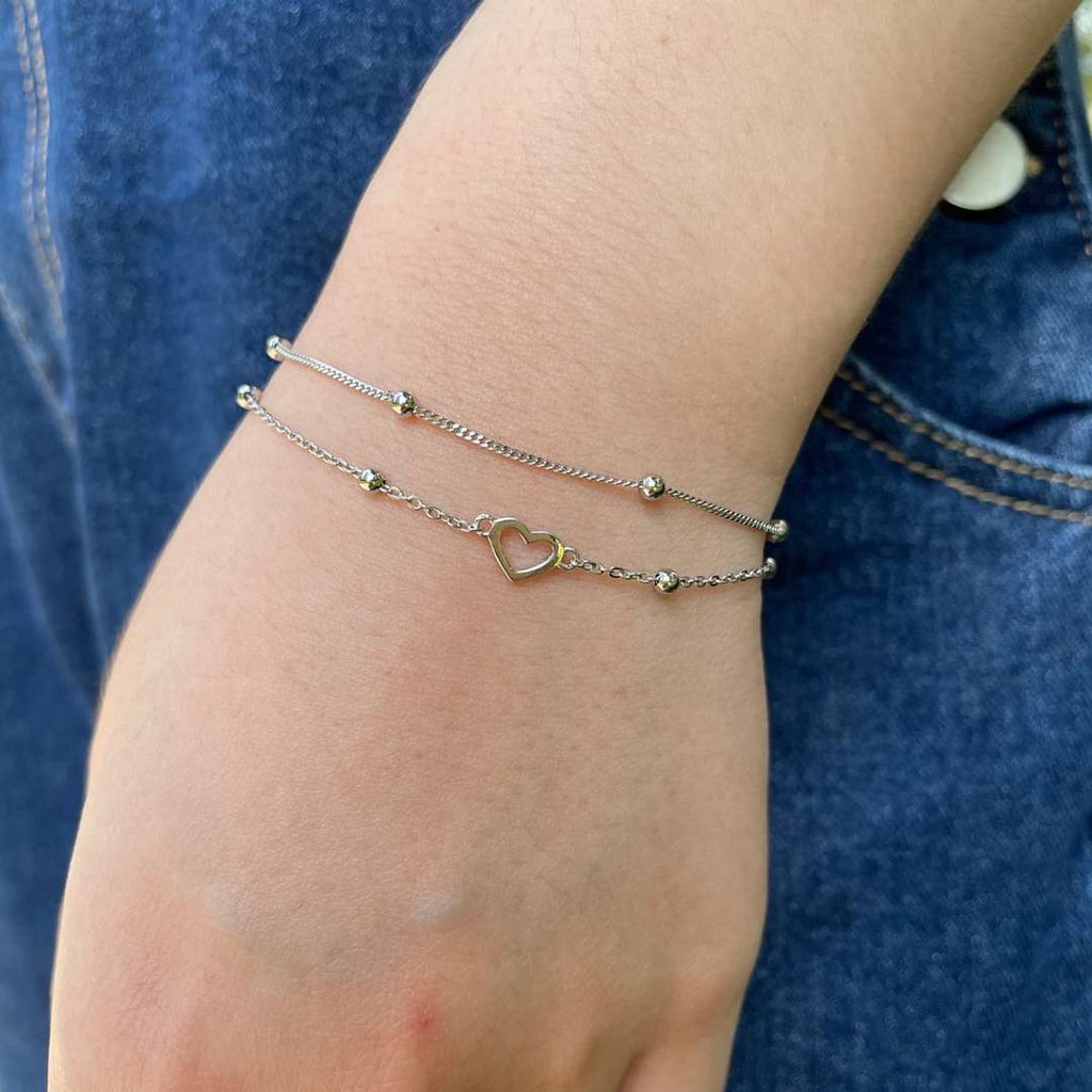 [Lumi Jewels]Dainty Double Layer Love Heart Bracelet