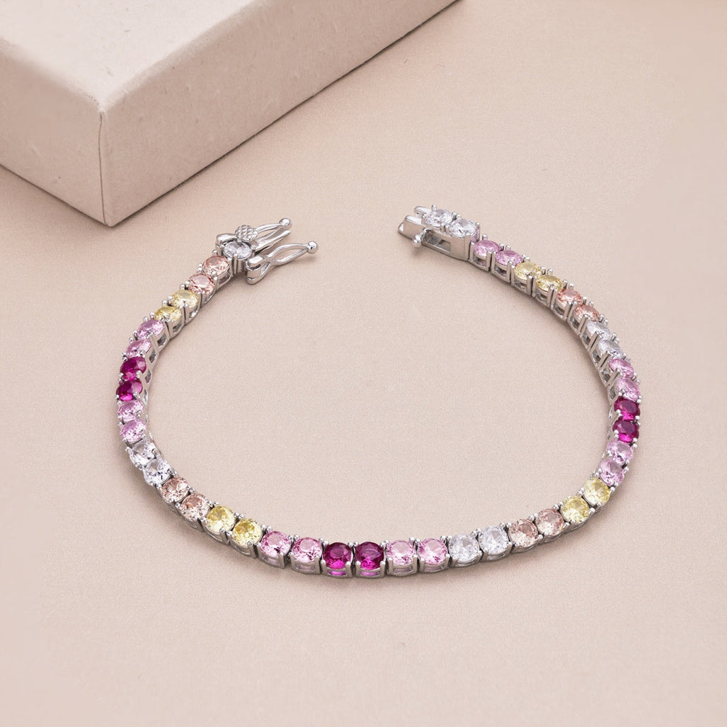 [Lumi Jewels]Radiant Colorful Round Cut Tennis Bracelet