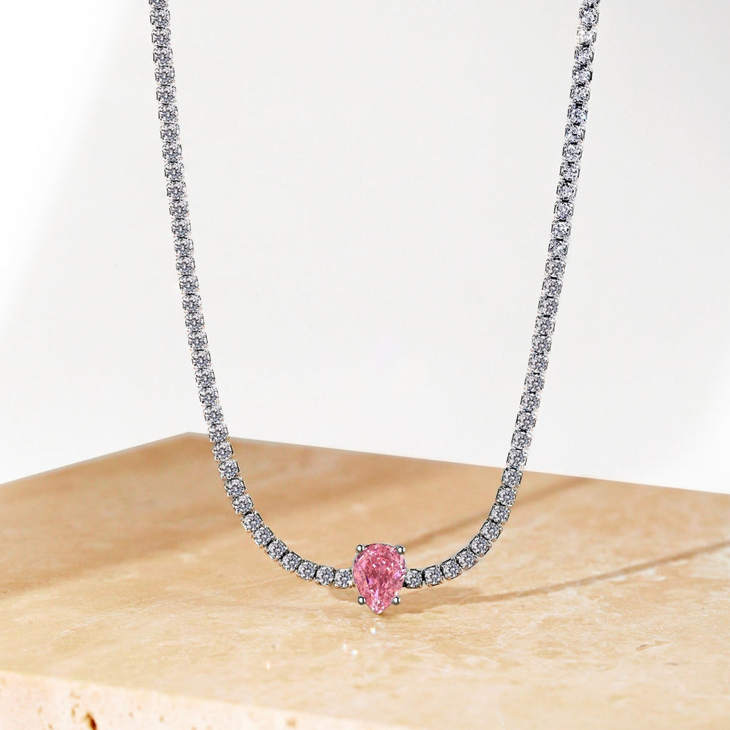 [Lumi Jewels]1.0 carat Unique Pear Cut Tennis Necklace