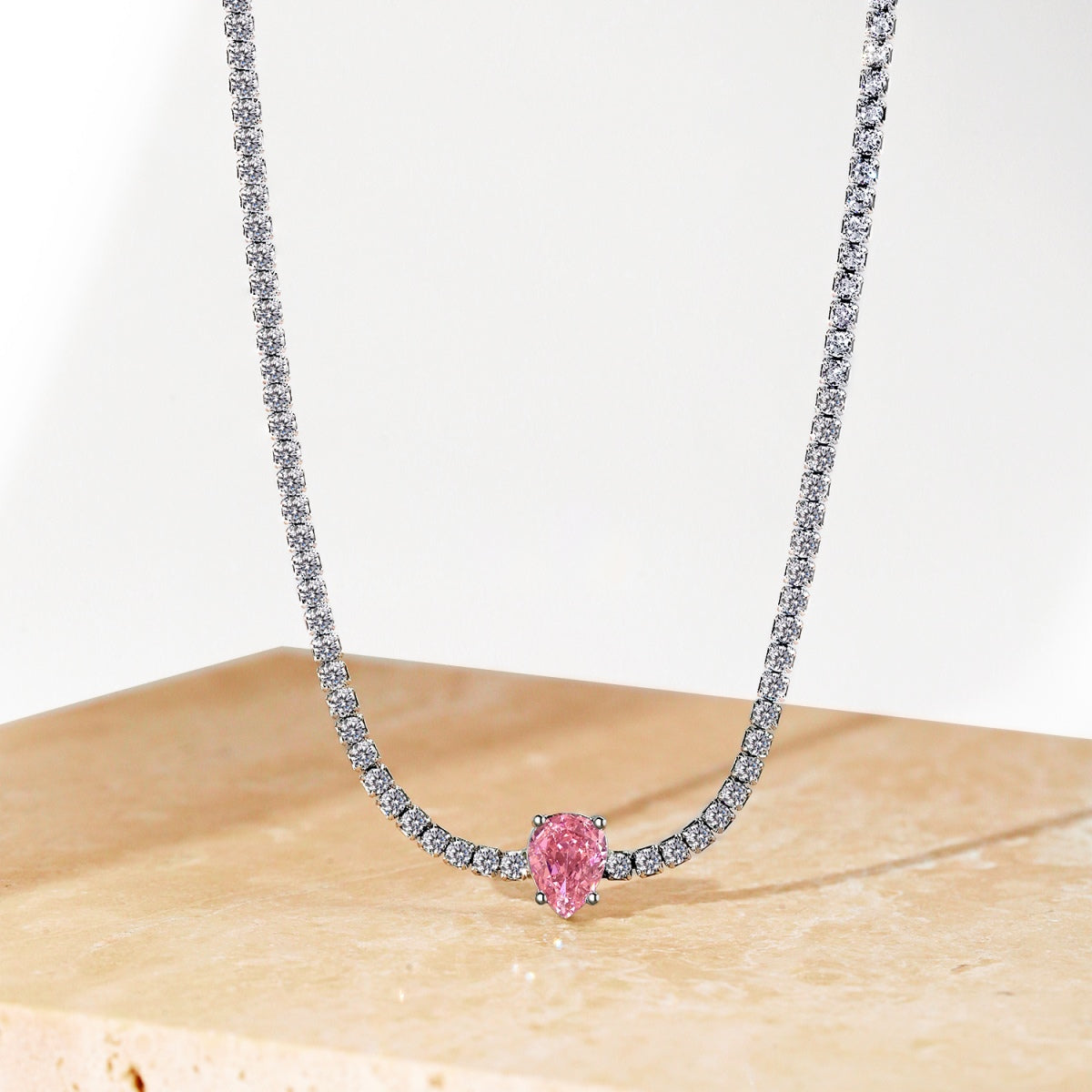 [Lumi Jewels]1.0 carat Unique Pear Cut Tennis Necklace