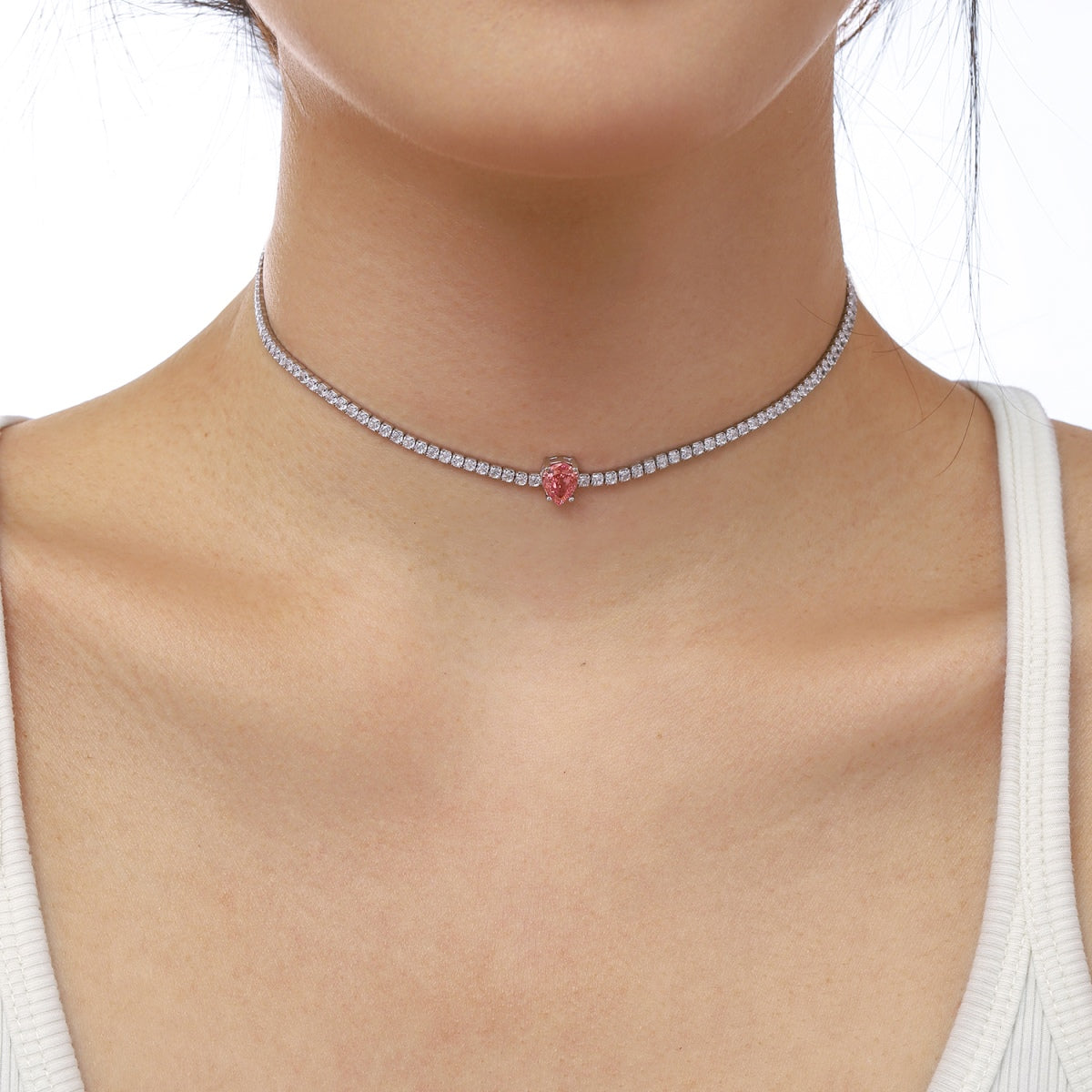 [Lumi Jewels]1.0 carat Unique Pear Cut Tennis Necklace