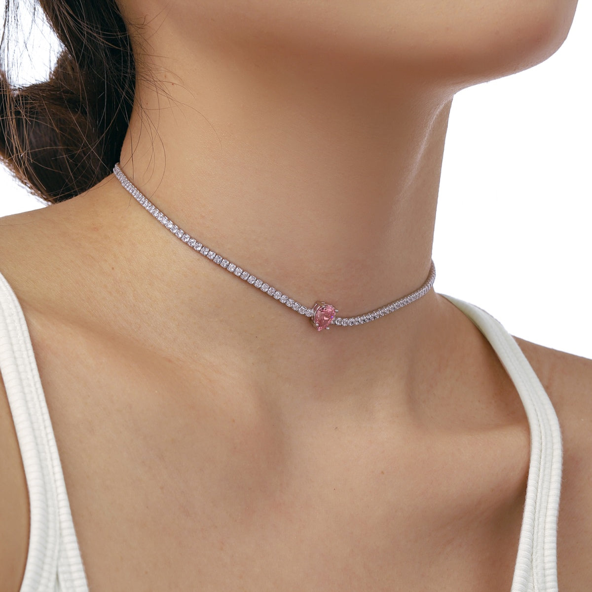 [Lumi Jewels]1.0 carat Unique Pear Cut Tennis Necklace