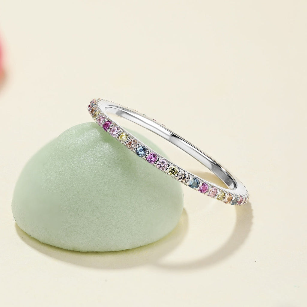 [Lumi Jewels]Ornate Colorful Round Cut Tennis Ring