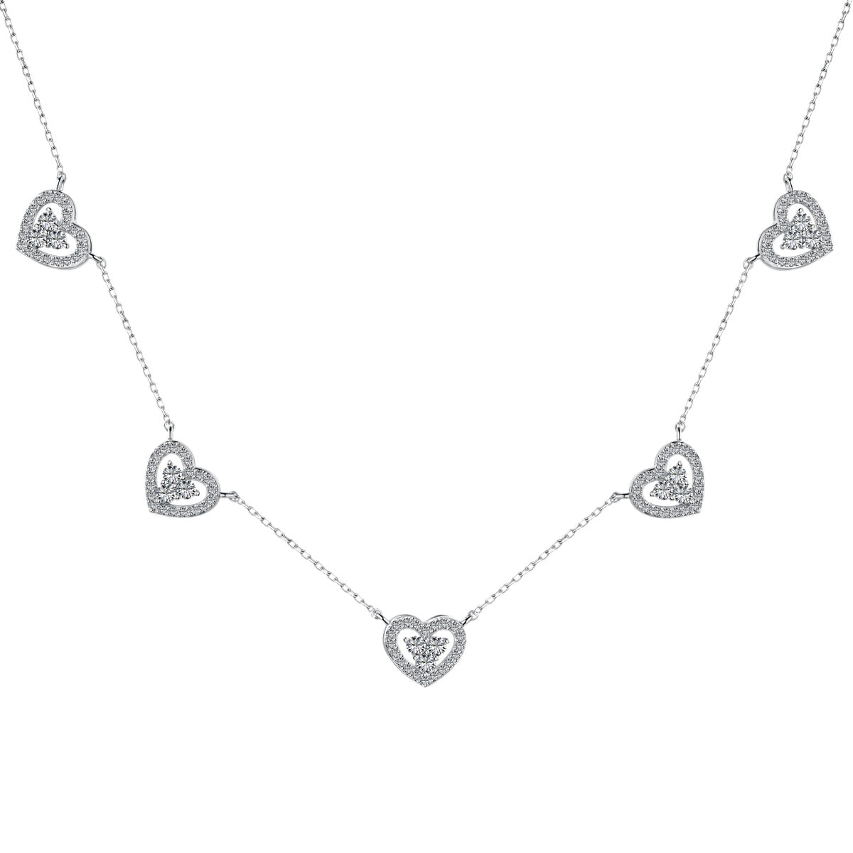 [Lumi Jewels]Sparkling Five Heart Necklace