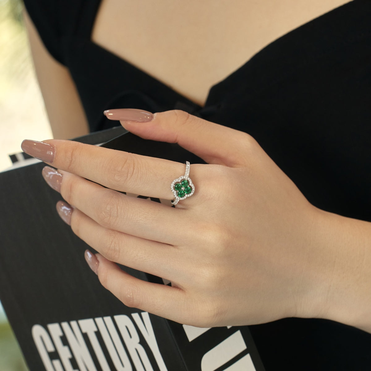 [Lumi Jewels]Four Leaf Clover Flower Design Ring