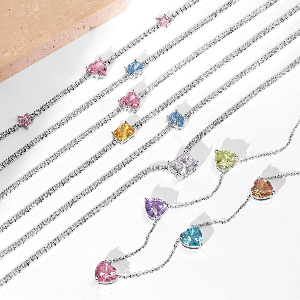 [Lumi Jewels]Dazzling Pink Heart Flower Necklace