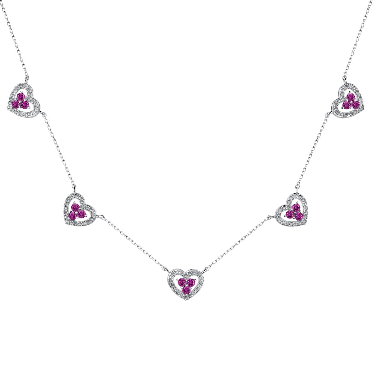 [Lumi Jewels]Sparkling Five Heart Necklace