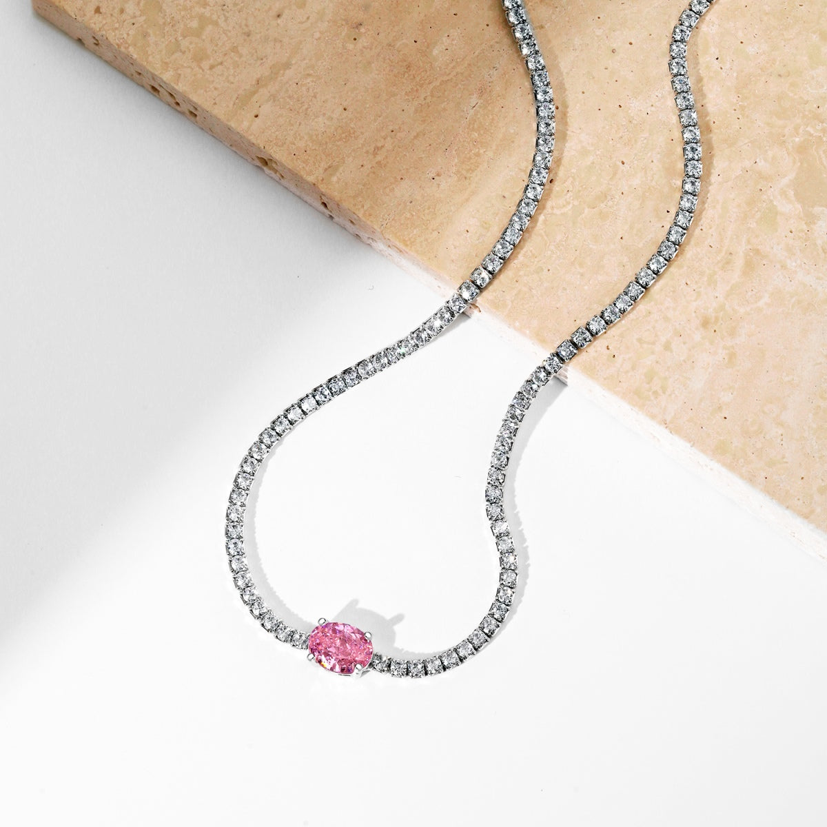 [Lumi Jewels]1.0 Carat Shining Oval Cut Necklace